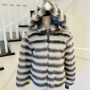 NWT! Luxe Faux Fur Hooded Jacket
